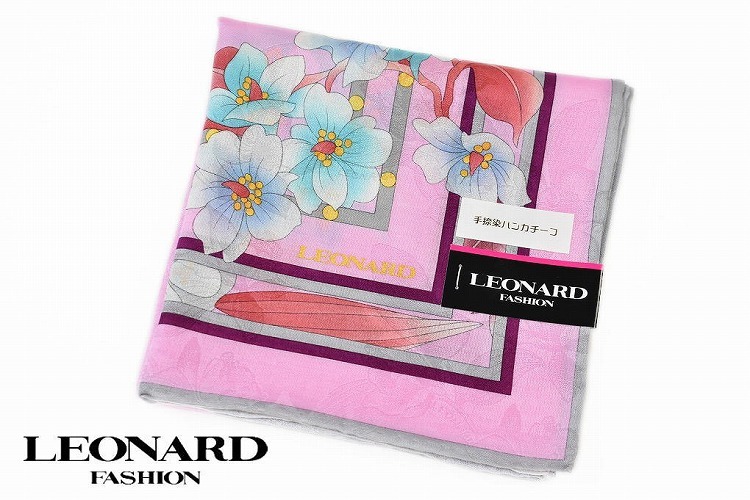 LEONARD（レオナール） 大判 ハンカチ レディース 1枚 ブランド シルク