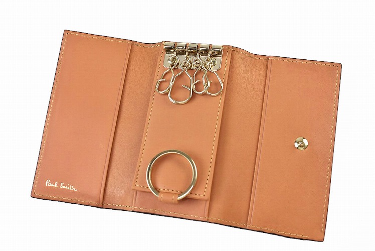 ポールスミス キーケース メンズ ブランド Paul Smith マルチストライプタブ 4連 専用箱付 ブラック 男性 紳士 本革 PSQ093