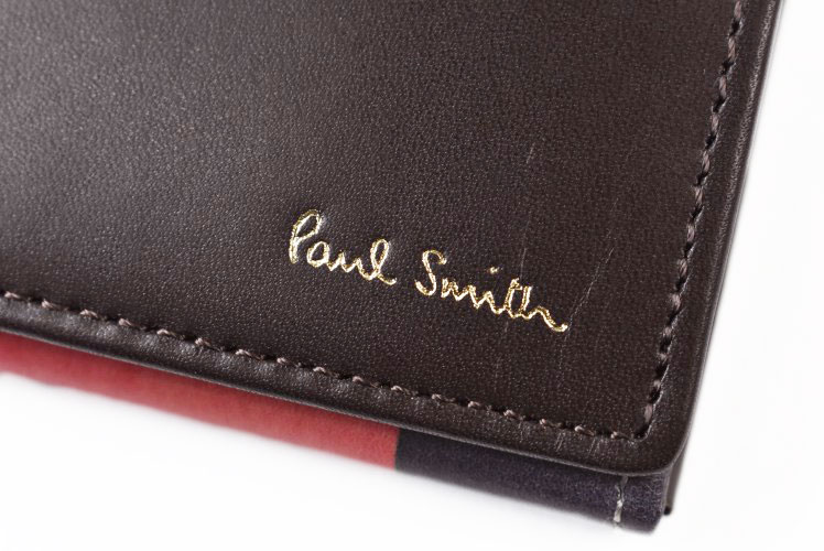 新品箱付き【ポールスミス】ストライプポイント 長財布 ロングウォレット 濃茶 ポールスミス 財布 Paul Smith メンズ L字ファスナー長財布
