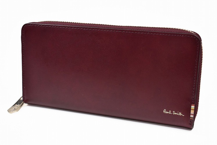 ポールスミス 牛革 長財布 ラウンドファスナー仕様 多収納デザイン ワイン Paul Smith ポールスミス 長財布 財布 メンズ ブランド ハイブランド