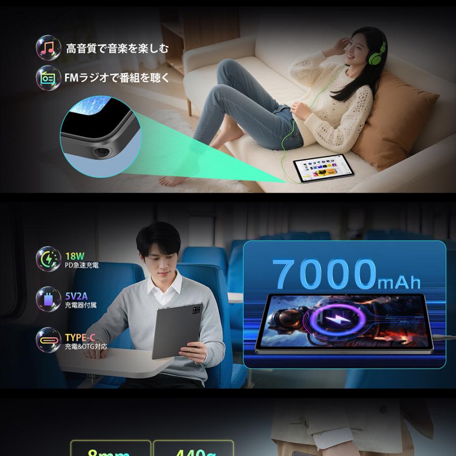 Android タブレット 9GB+128GB+1TB拡張 タブレット Android 15 Rebecco M30Pro 10.4インチ Helio G99 2K解像度