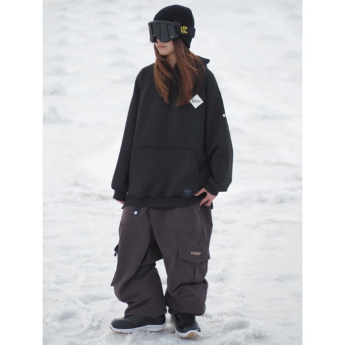 VESP ベスプ VPMS1037 Diamond-shaped Logo Stretch Knit Parka BK