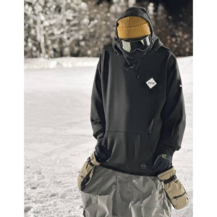 VESP ベスプ VPMS1037 Diamond-shaped Logo Stretch Knit Parka BK