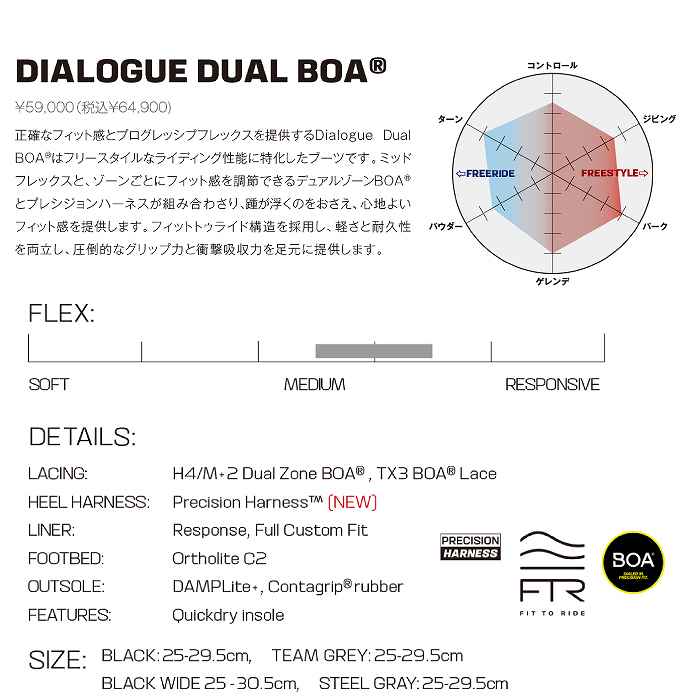 2026 SALOMON サロモン DIALOGUE DUAL BOA WIDE ダイアログ BLACK 25
