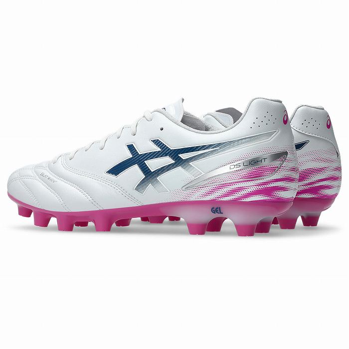 ASICS DS LIGHT サッカースパイク ホワイト/ピンク ASICS（アシックス） DS LIGHT PRO(ホワイト×ネイビー×ピンク
