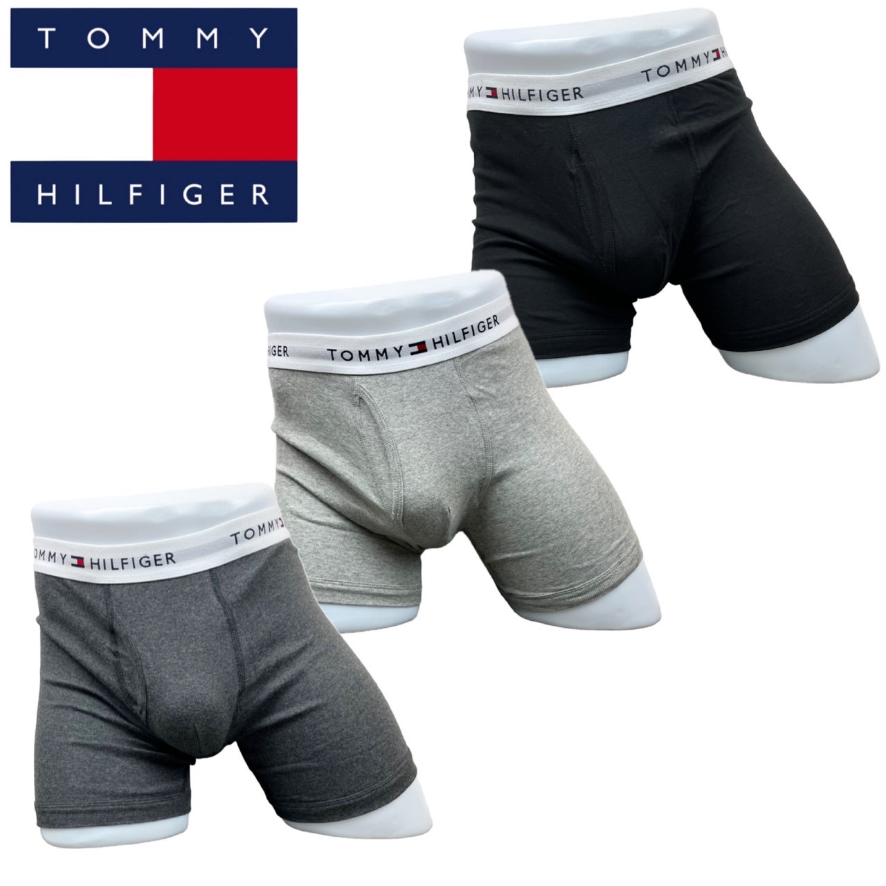 トミーヒルフィガー 下着 ボクサーパンツ メンズ 3枚セット 09TE001 ロゴ パンツ 前開き ...
