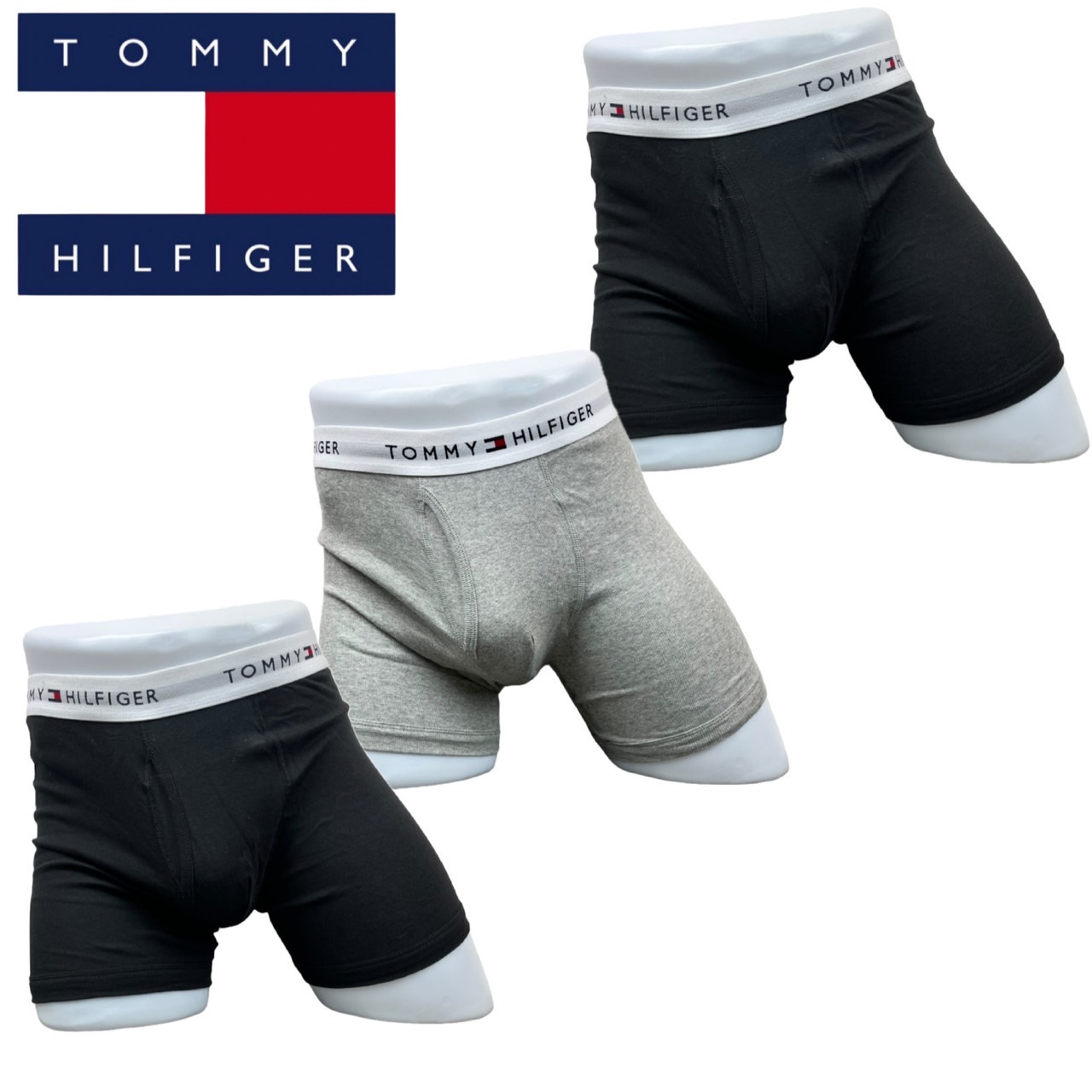 トミーヒルフィガー 下着 ボクサーパンツ メンズ 3枚セット 09TE001 ロゴ パンツ 前開き ...