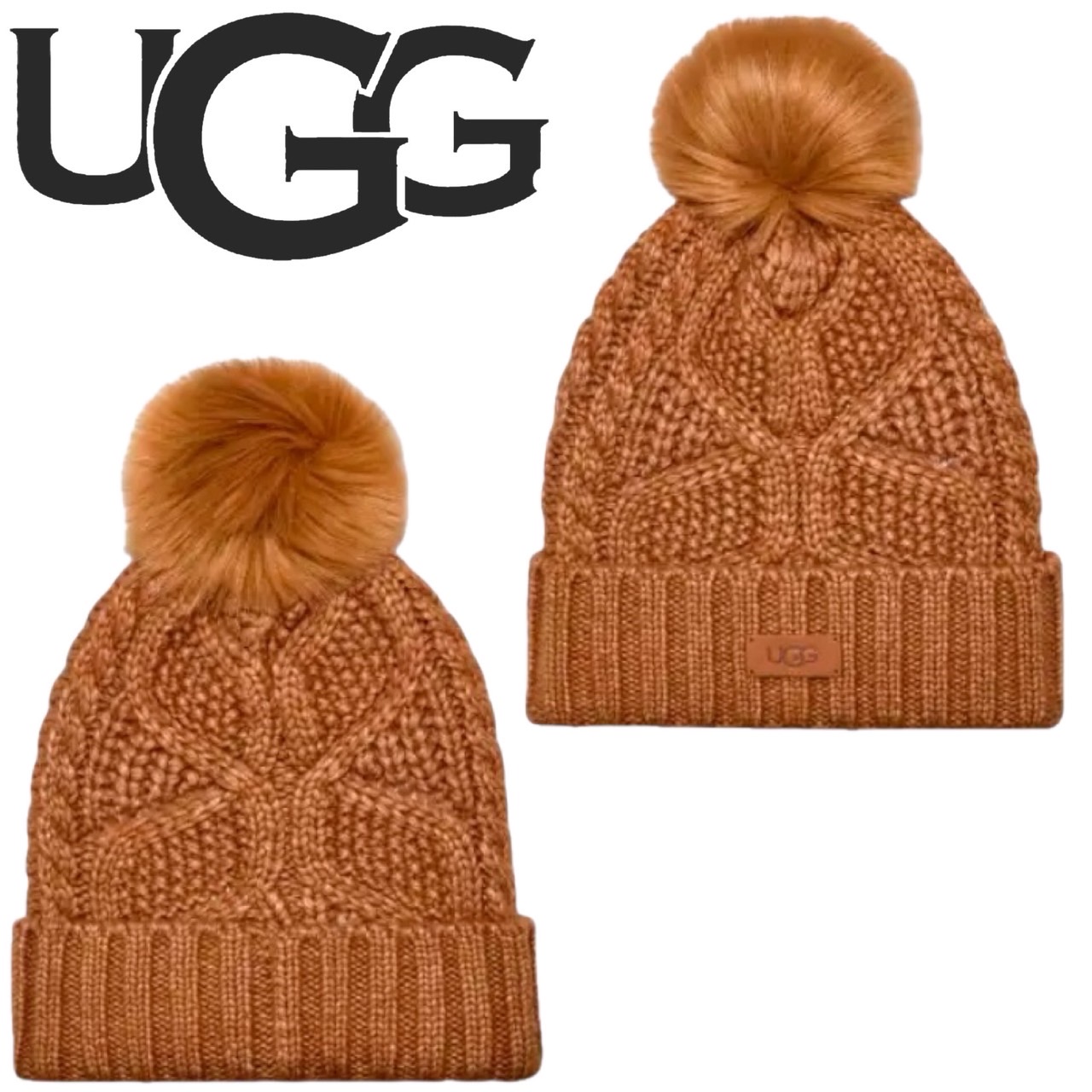 UGG（アグ） ビーニー ニット帽 帽子 ロゴ ビーニー ポンポン