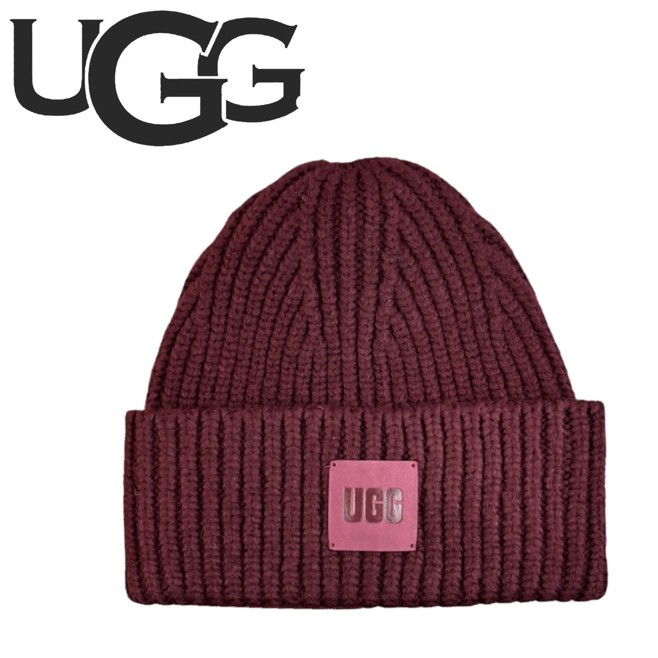 UGG（アグ） ビーニー ニット帽 帽子 ロゴ チャンキー リブ ビーニー