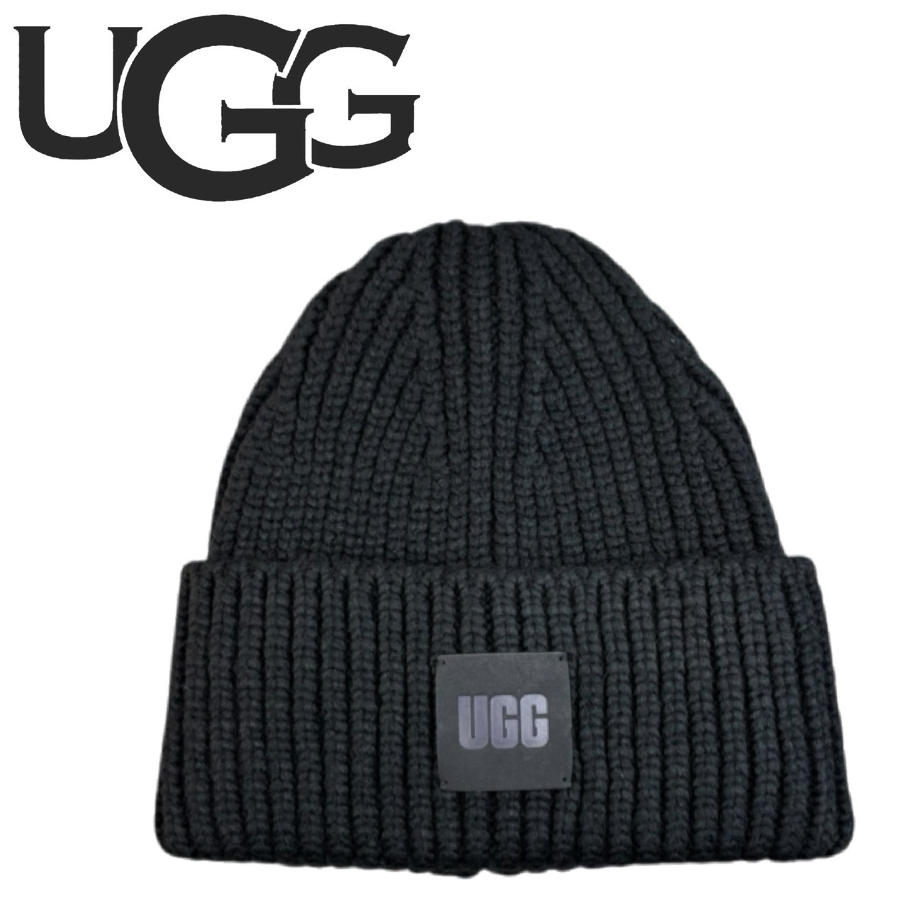 UGG（アグ） ビーニー ニット帽 帽子 ロゴ チャンキー リブ ビーニー