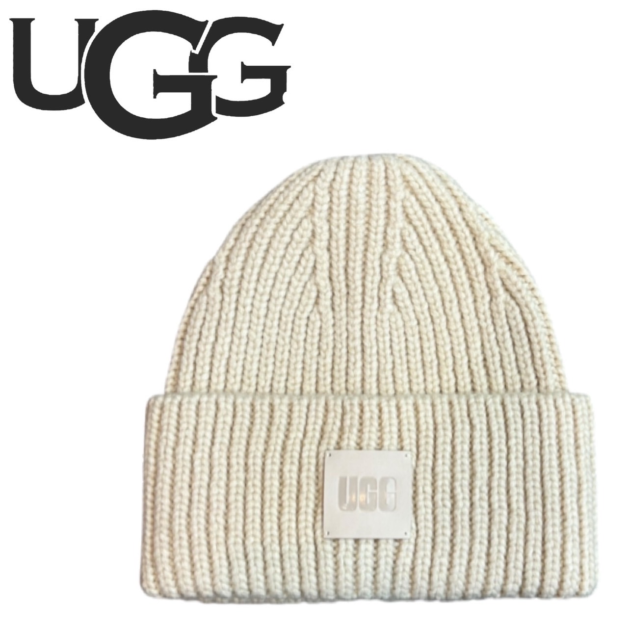 UGG（アグ） ビーニー ニット帽 帽子 ロゴ チャンキー リブ ビーニー