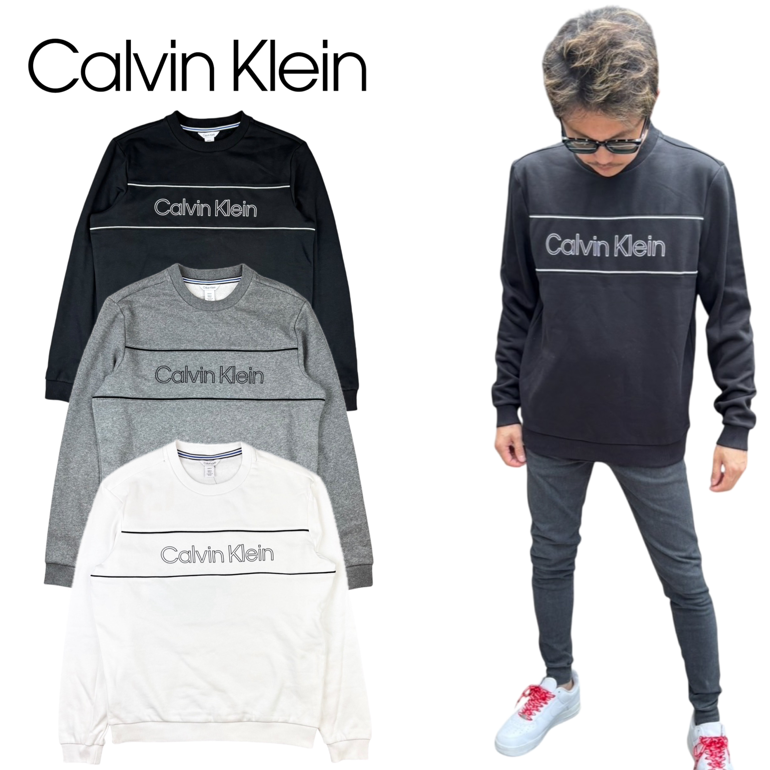2点　カルバンクライン　黒/グレー　トレーナー Calvin Klein（カルバン・クライン） トップス トレーナー 40J6242