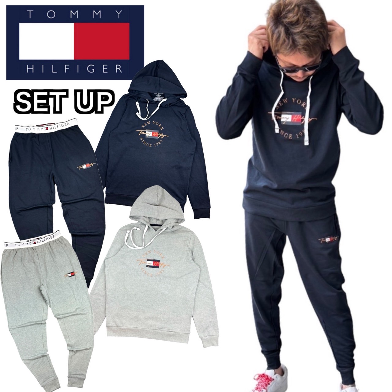 トミーヒルフィガー　スウェット　セットアップ　パーカー　パンツ　薄め　Sサイズ TOMMY HILFIGER トミーヒルフィガー セットアップ 上下2点セット