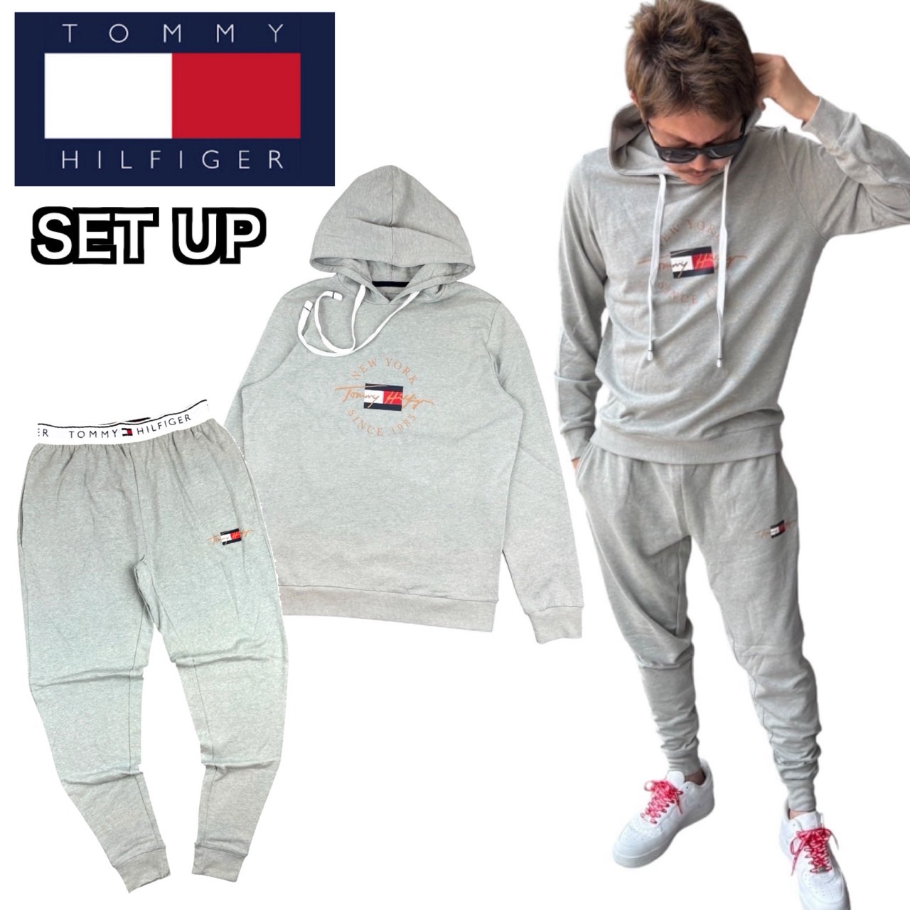 トミーヒルフィガー　スウェット　セットアップ　パーカー　パンツ　薄め　Sサイズ TOMMY HILFIGER トミーヒルフィガー セットアップ 上下2点セット