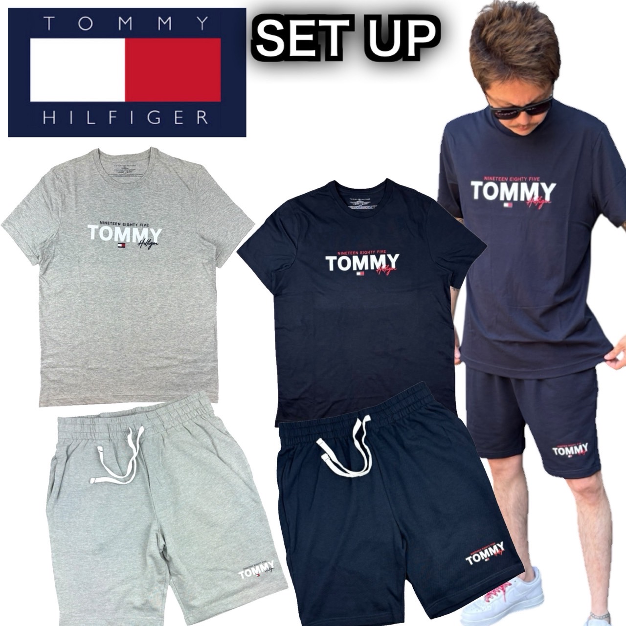トミーヒルフィガー 半袖シャツ クロップドパンツ セットアップ TOMMY HILFIGER トミーヒルフィガー セットアップ 09T4509