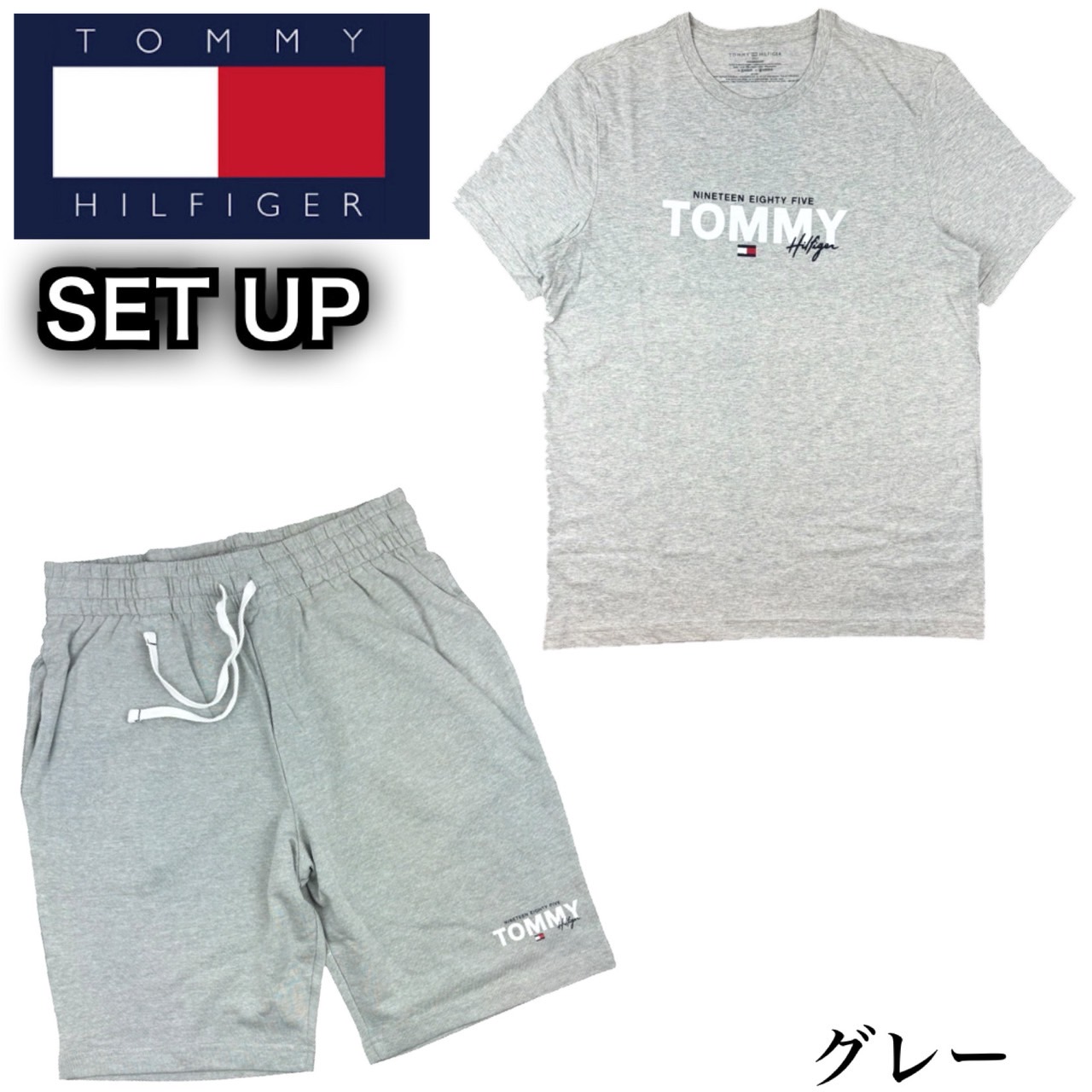 トミーヒルフィガー 半袖シャツ クロップドパンツ セットアップ TOMMY HILFIGER トミーヒルフィガー セットアップ 09T4509