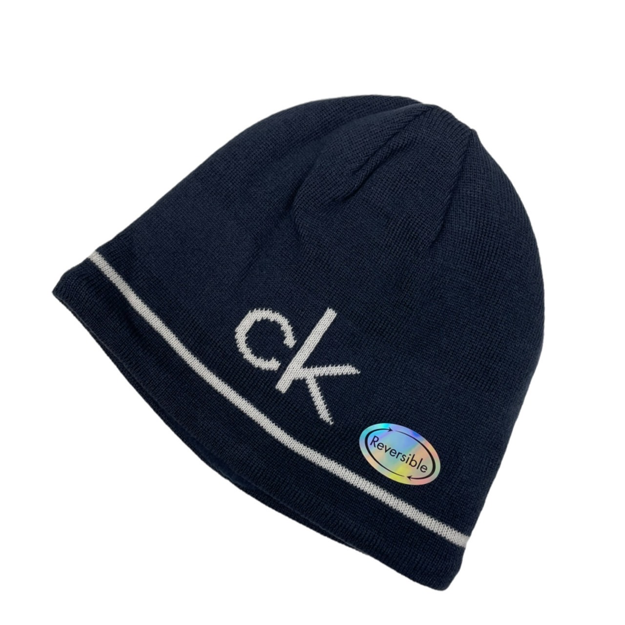 カルバンクライン Calvin Klein ビーニー ニット帽子 メンズ ゴルフ リバーシブル CKMA21544 ネイビー CALVIN KLEIN  GOLF REVERSIBLE BEANIE