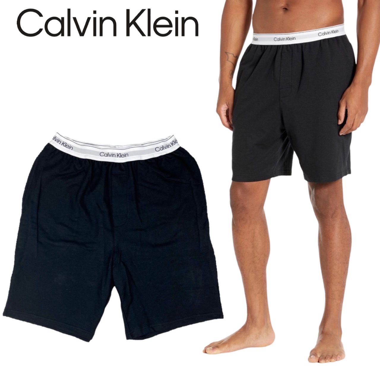 カルバンクライン CALVIN KLEIN ショートパンツ ボトムス インナーウェア ハーフパンツ NM2303 メンズ ルームウェア 部屋着  ウエストロゴ CALVIN KLEIN