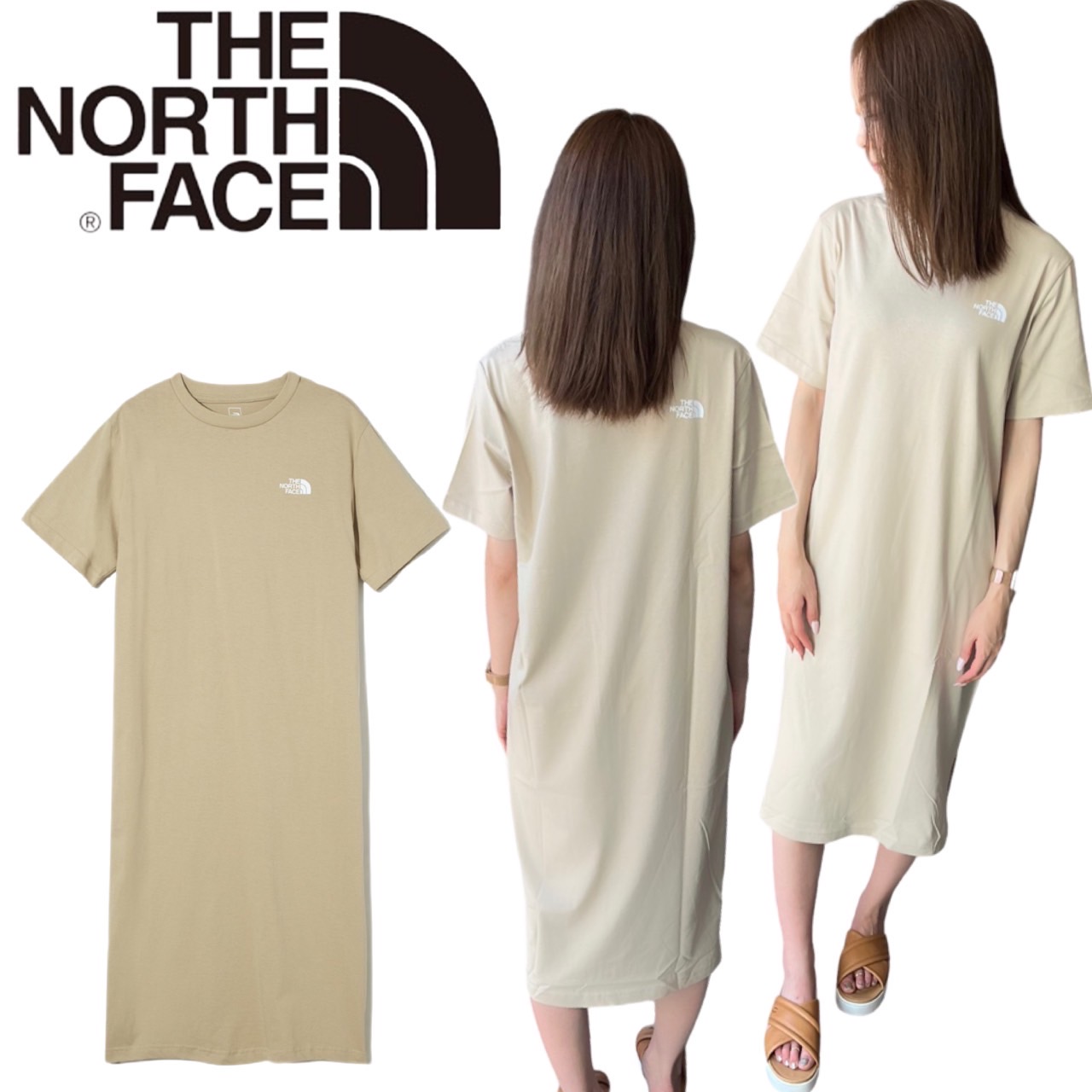 ザ ノースフェイス The North Face ワンピース Tシャツ NT7ZP40A/B/C/D 半袖 レディース ひざ下丈 THE NORTH  FACE W COTTON ONEPIECE