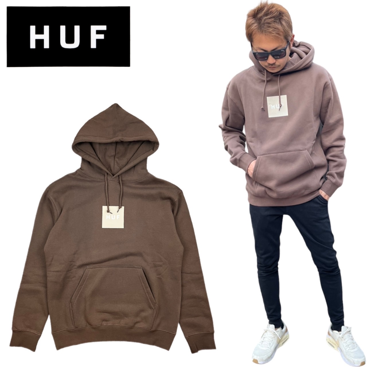 ハフ HUF パーカー スウェット 裏起毛 PF00465/PF00573 ボックスロゴ ロングスリーブ プルオーバー メンズ レディース HUF  ESSENTIALS BOX LOGO P/O