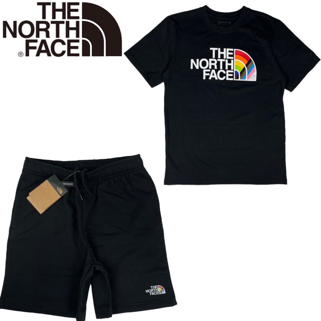 ザ ノースフェイス The North Face 上下 セットアップ ボトムス ２点セット トップス 半袖 レインボー Tシャツ ハーフパンツ  NF0A4AAG/NF0A5J9H