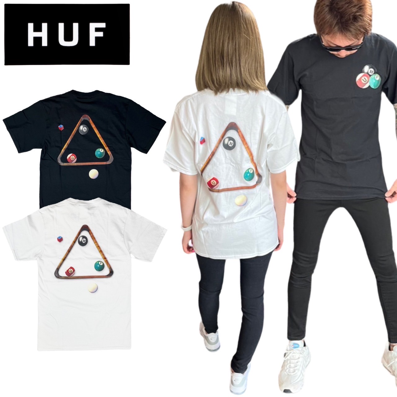 ハフ HUF 半袖 Tシャツ TS01728 ビリヤードロゴ バックロゴ メンズ レディース カットソー 丸首 HUF DIRTY POOL TT  S/S