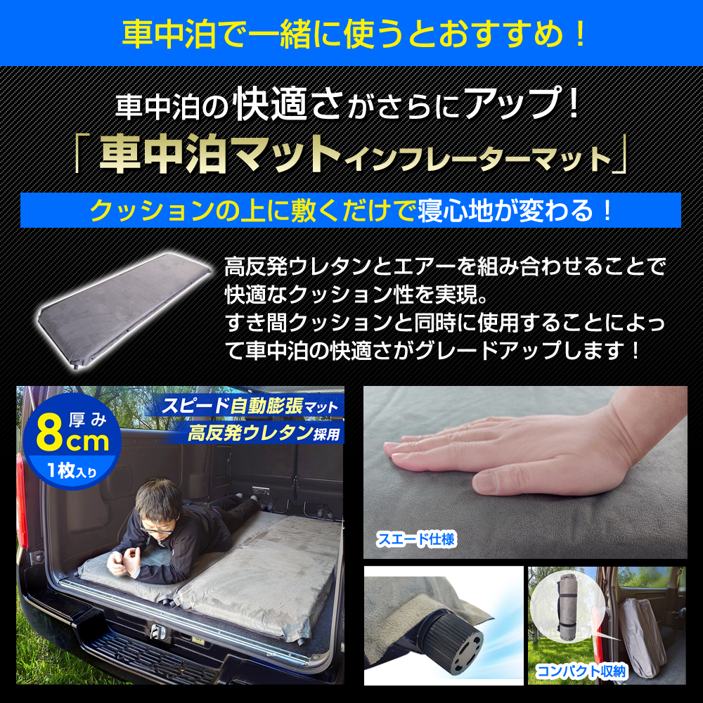 車中泊マット/シートフラットクッション ラクッション 隙間に置いてフラットなシートへと変身 | ステークホルダー | 06