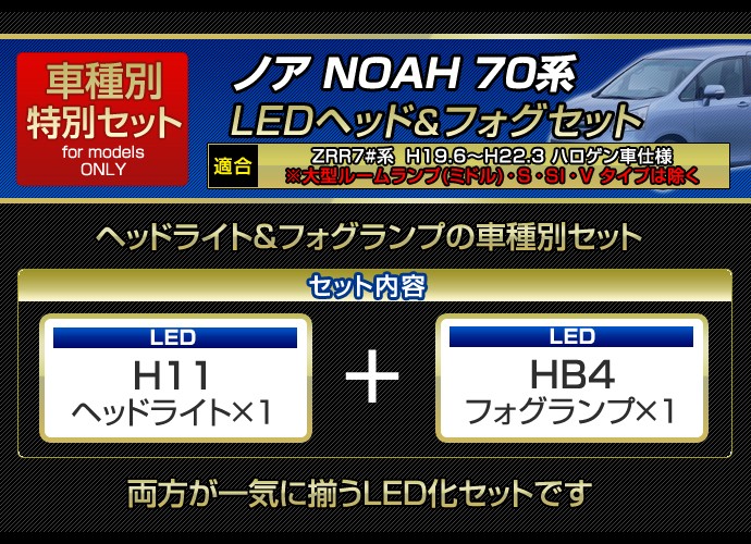 70 ノア 前期用LEDヘッド/フォグセット) ヘッドライトH11(H8