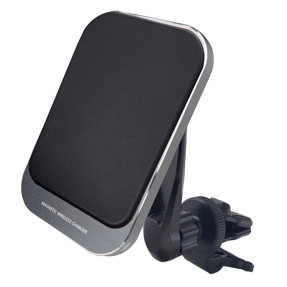 Magsafe スマホホルダー レザー仕様 車 マグセーフ Qi2 ワイヤレス充電 高級PVCレザー マグネット 車 急速充電 車載用 磁石 ブラウン ブラック | ステークホルダー | 02