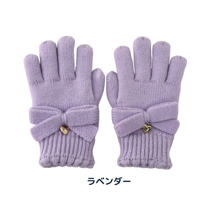 stample  スタンプル リボンニットグローブ キッズ 子供 手袋 暖かい 冬 リボン ハート ラメ チャーム付き ボア 5本指 てぶくろ | stample | 06