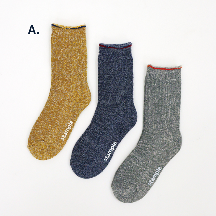stample スタンプル 裏パイルクルーソックス 3足組 キッズ 靴下 パイル 冬 72295 | stample | 01