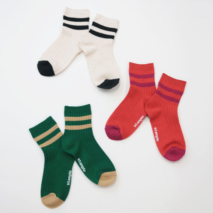 stample  ラインショートソックス 3足組   滑り止め 靴下 72978 | stample | 01