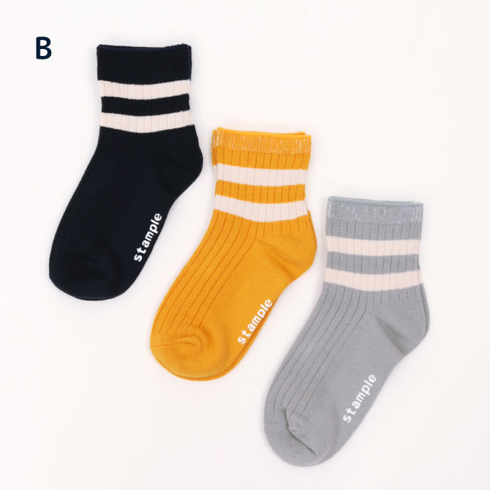 stample スタンプル 73133 ホワイトライン ショートソックス 3足組   滑り止め 靴下 ライン リブ 2025 春 夏 | stample | 02