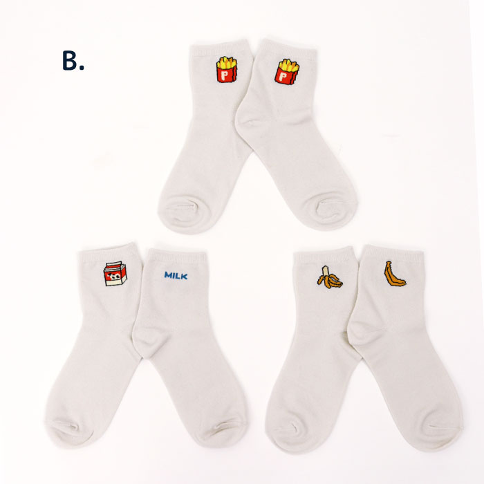 stample ワンポイントショートソックス 3足組 通学 個性的 靴下 スクールソックス | stample | 02