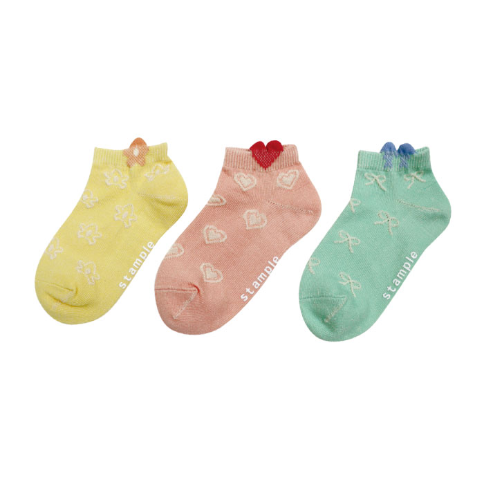 stample ガールズモチーフ アンクルソックス 3足組 73319 キッズ 靴下 女の子 可愛い 通園 通学 | stample | 01