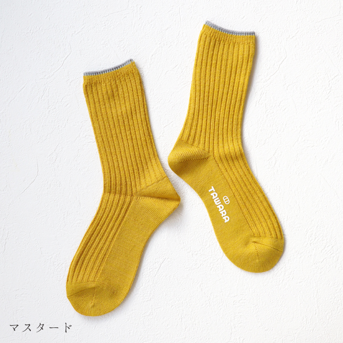 TAWARA（たわら） ウール混 トップカラーローゲージ リブクルーソックス 1P  靴下 レディース おしゃれ かわいい コットン シンプル 秋 冬 |  | 05
