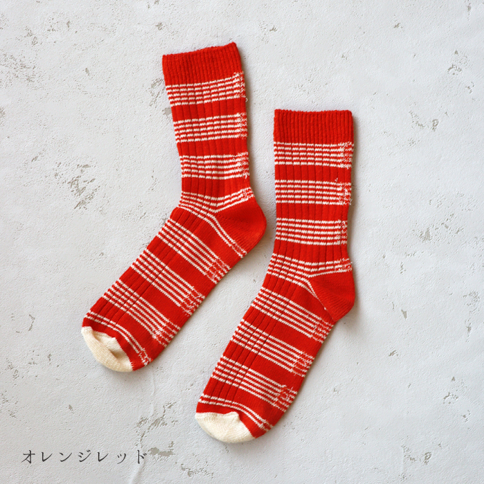 TAWARA（たわら） 綿麻 ボーダークルーソックス 1P 靴下 レディース おしゃれ かわいい リネン コットン ボーダー | TAWARA | 06