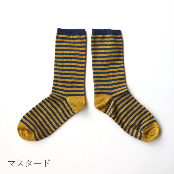 TAWARA（たわら） t41217 綿麻しましまクルーソックス 秋 冬 靴下 レディス おしゃれ シンプル 麻 ボーダー | TAWARA | 02