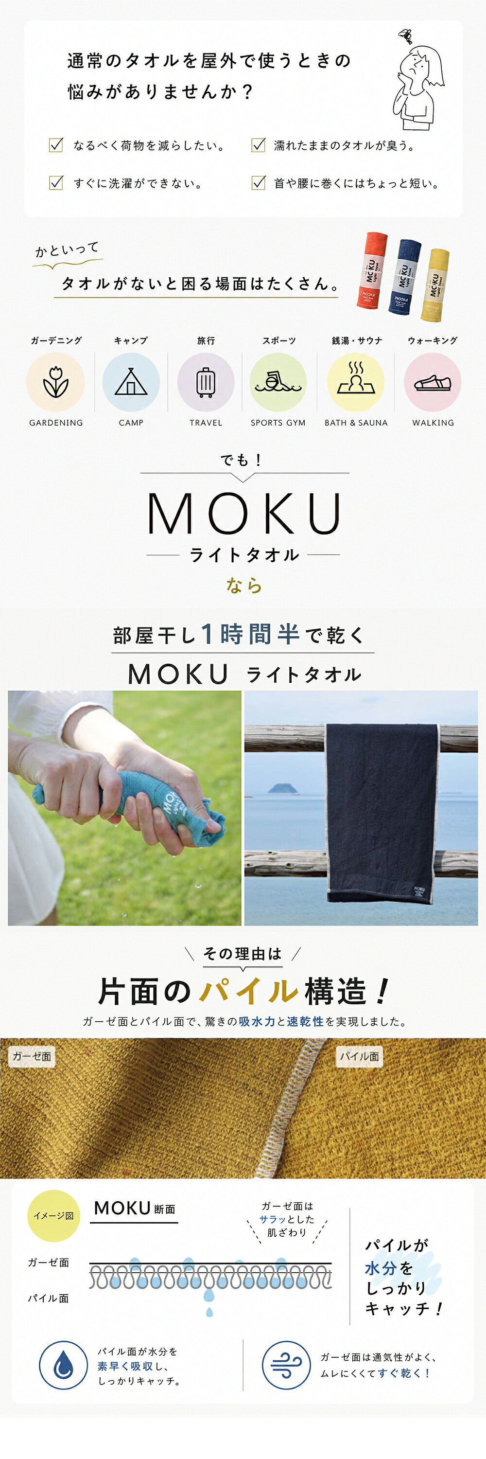 MOKU モク フェイスタオル M ガーゼタオル ガーゼ コンテックス kontex