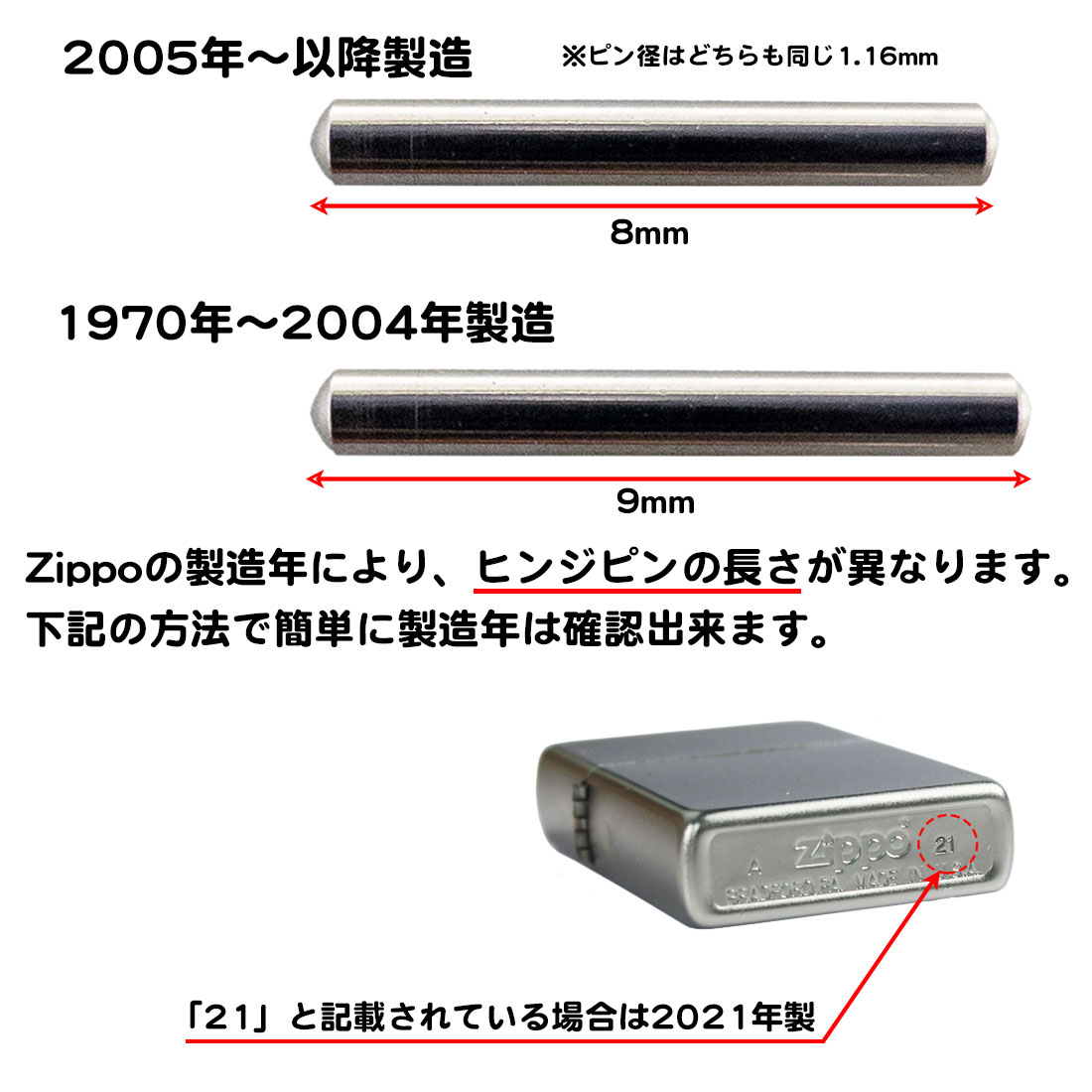 抜き棒工具付き ヒンジピン セット ステンレス ZIPPO 専用 互換品 オイルライター 修理 ヒンジ ポンチ 交換 パーツ 部品 手入れ 消耗品 zippo 関連画像1