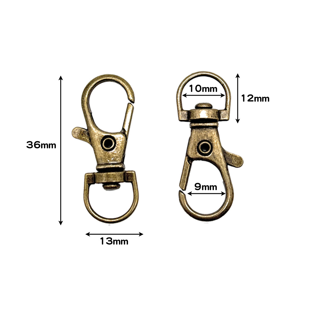 30個セット レバーナスカン 内径10mm 長さ36mm 留め具 ハンドメイド 金具 DIY バッグ キーホルダー ストラップ 回転 アクセサリー 接続金具 キーリング 送料無料 関連画像2
