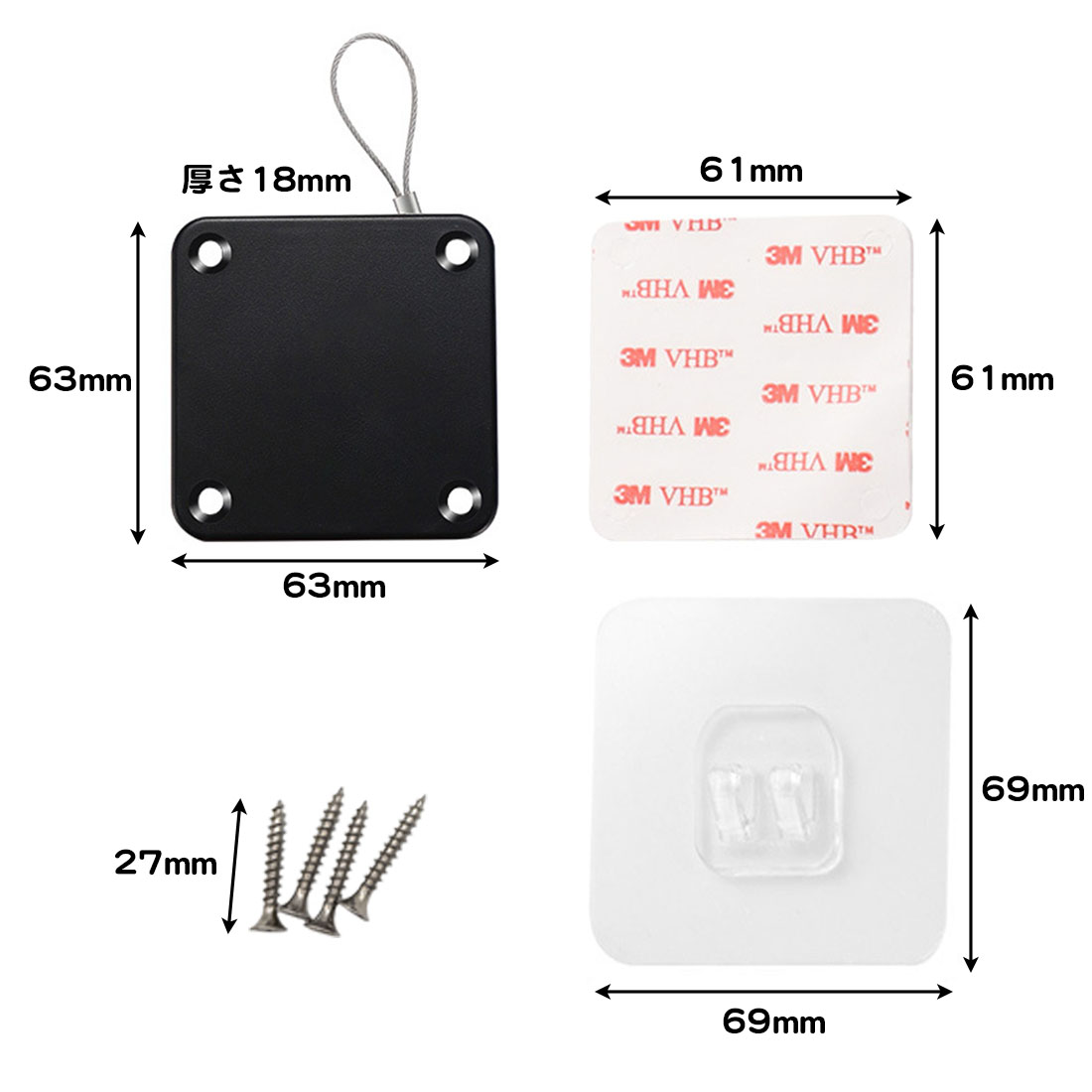 2個セット 汎用 ドアクローザー 取り付けビス 両面テープ付属 後付け 引力1kg 玄関ドア クローザー 軽量 小型 自動で閉まる 巻き取り リール 引戸クローザー 関連画像4