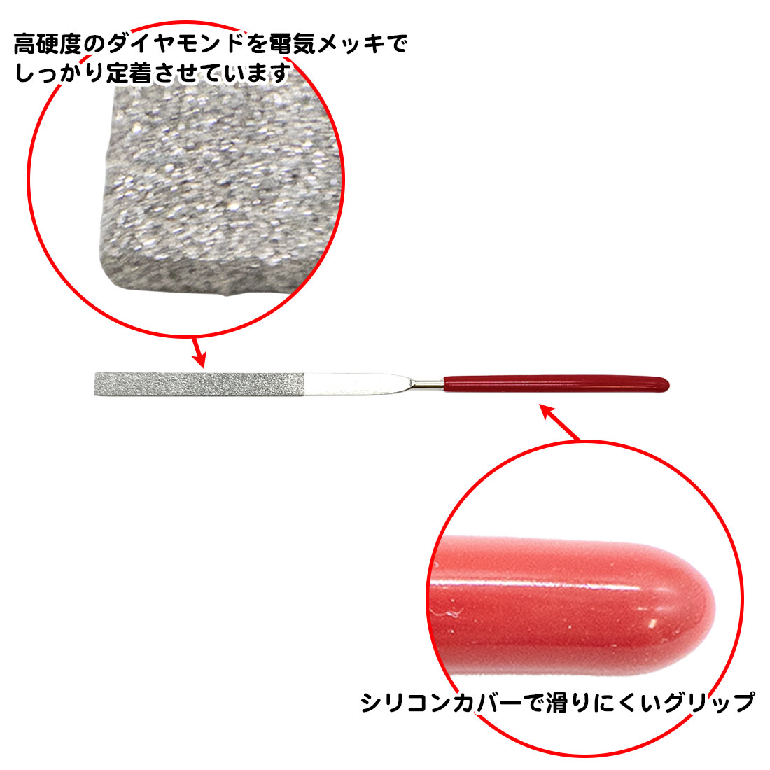 5種類セット ダイヤモンドヤスリ 140mm 細い 半円 丸棒 角棒 平面 三角 四角 半丸 両面 棒 プラモデル フィギュア ホビー やすり 研磨 工具 面取り バリ取り DIY 関連画像2