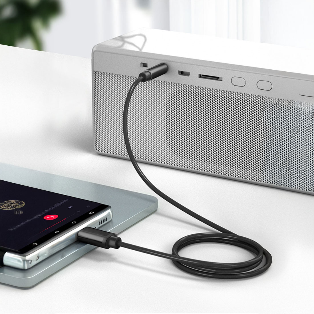 USB-C AUX 変換ケーブル 1m DAC内蔵 ステレオミニプラグ 3.5mm 3極 端子 オーディオジャック Type-c スマホ アンプ スピーカー カーナビ パソコン メッシュ 関連画像4