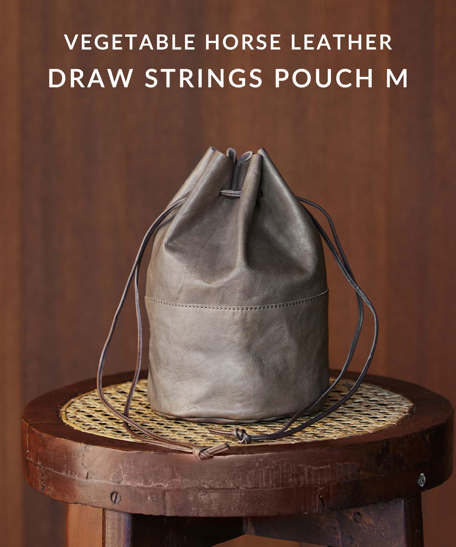 VEGETABLE HORSE LEATHER DRAW STRINGS POUCH S ドロー