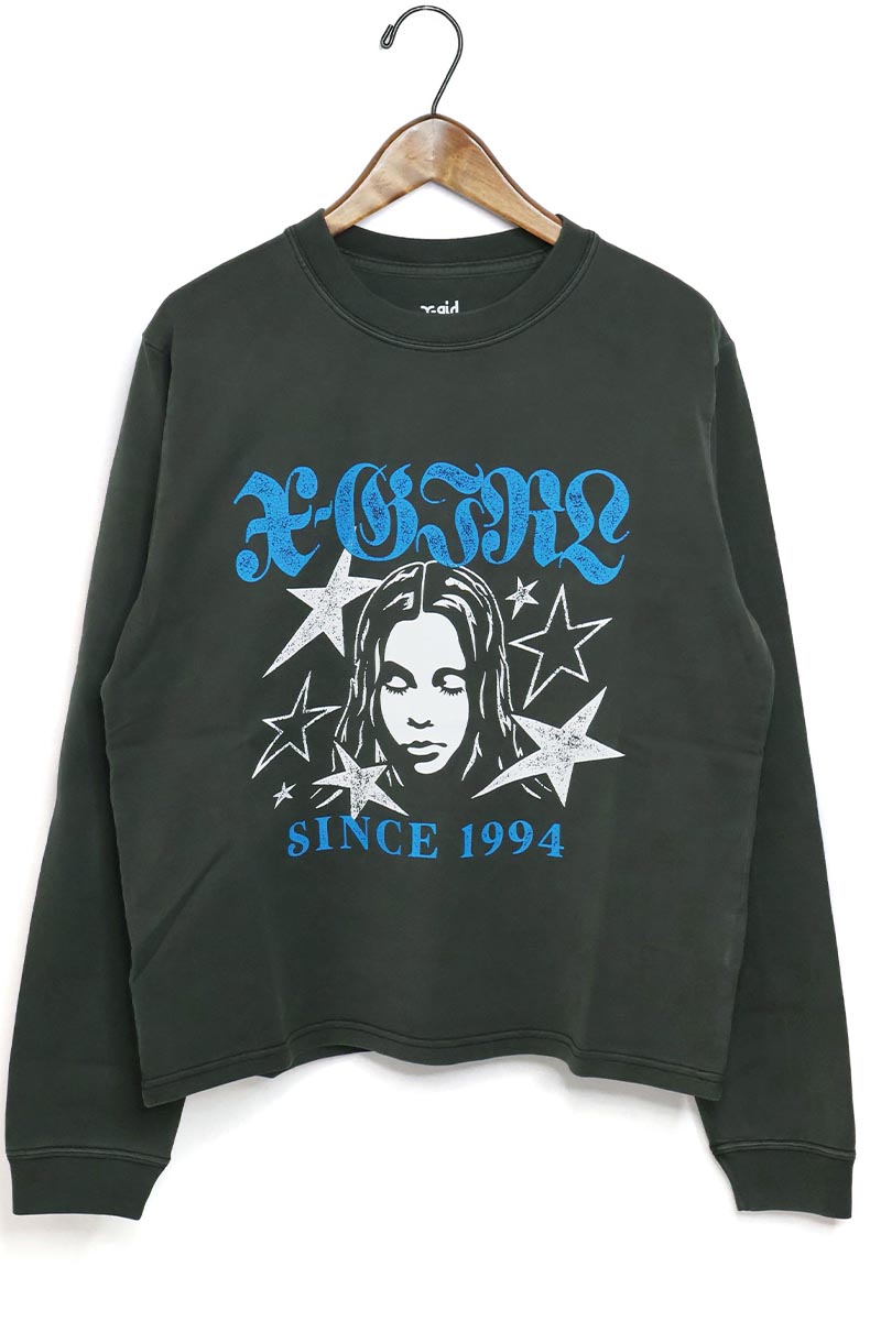 X-girl エックスガール STAR AND FACE LOGO FADED L/S TEE スターアンドフェイス ロゴ フェイデッド  長袖Tシャツ 105251011007 / 2025SPRING X-girl エックスガール STAR AND FACE LOGO FADED L/S TEE