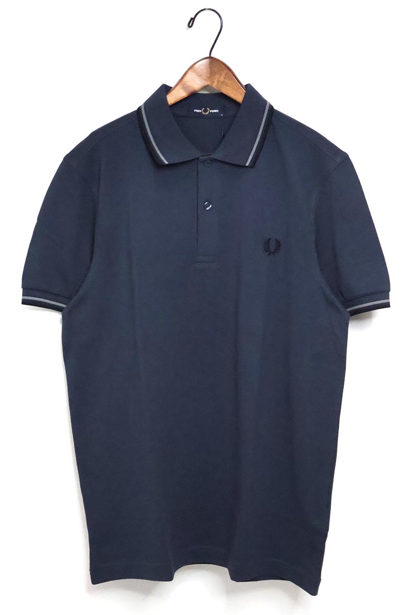 FRED PERRY（フレッドペリー） ☆メンズ ライン入り鹿の子ポロシャツ
