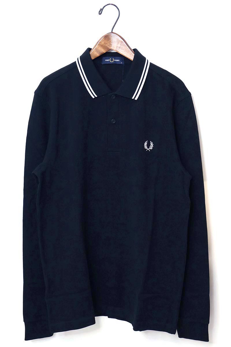 『FRED PERRY』　ポロシャツ　長袖　刺繍ロゴ　M3636 黒　【M】 FRED PERRY（フレッドペリー） 長袖 ポロシャツ FRED PERRY M3636