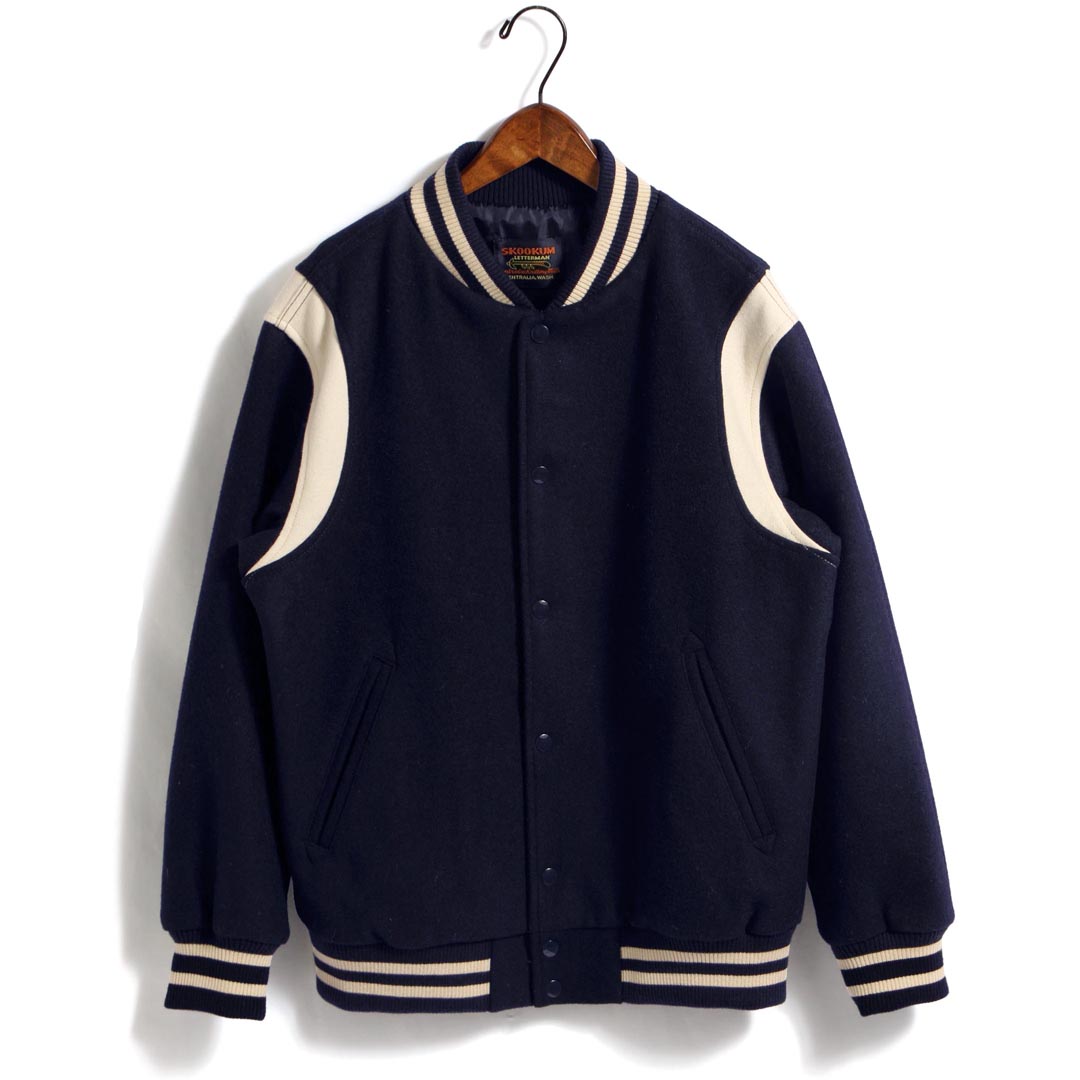 メンズ/SKOOKUM/スクーカム/SHOULDER STRIPE VARSITY  JACKET/ショルダーストライプバーシティージャケット/品番:SK22101