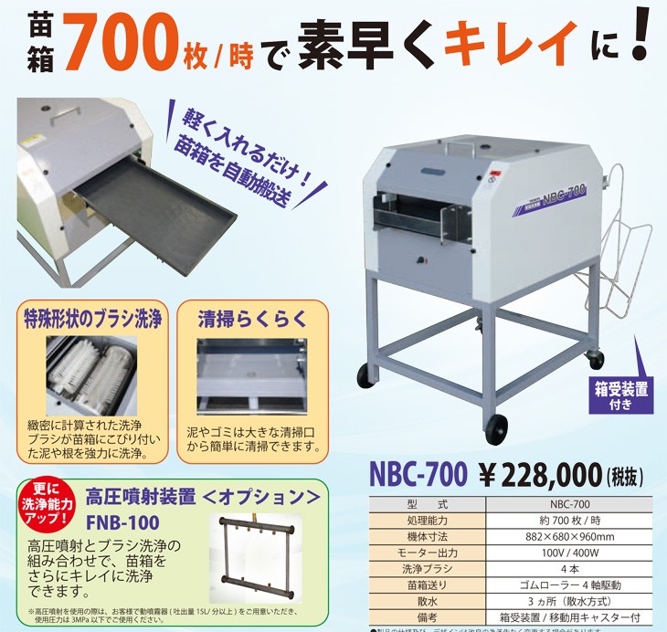 タイガーカワシマ 育苗箱洗浄機 洗ちゃん NBC-700 : nbc-700 : 農業ショップアグリジャパンホシノ - 通販 -  Yahoo!ショッピング